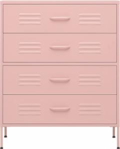 vidaXL Szafka z szufladami, różowa, 80x35x101,5 cm, stalowa 5