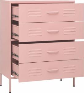 vidaXL Szafka z szufladami, różowa, 80x35x101,5 cm, stalowa 8