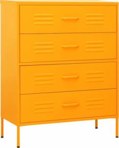 vidaXL Szafka z szufladami, musztardowa, 80x35x101,5 cm, stalowa 2