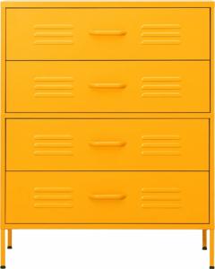 vidaXL Szafka z szufladami, musztardowa, 80x35x101,5 cm, stalowa 5