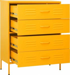 vidaXL Szafka z szufladami, musztardowa, 80x35x101,5 cm, stalowa 8