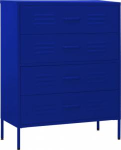 vidaXL Szafka z szufladami, granatowa, 80x35x101,5 cm, stalowa 2