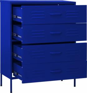 vidaXL Szafka z szufladami, granatowa, 80x35x101,5 cm, stalowa 8