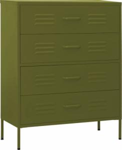 vidaXL Szafka z szufladami, oliwkowozielona, 80x35x101,5 cm, stalowa 2