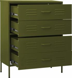 vidaXL Szafka z szufladami, oliwkowozielona, 80x35x101,5 cm, stalowa 8