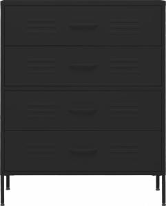 vidaXL Szafka z szufladami, czarna, 80x35x101,5 cm, stalowa 5