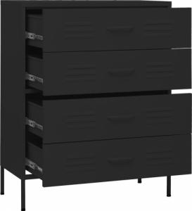 vidaXL Szafka z szufladami, czarna, 80x35x101,5 cm, stalowa 8