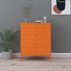 vidaXL Szafka z szufladami, pomarańczowa, 80x35x101,5 cm, stalowa 1