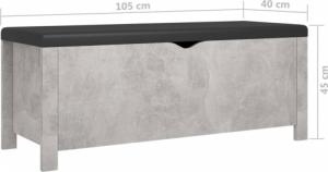vidaXL Skrzynia z poduszką, szarość betonu, 105x40x45 cm, płyta 7