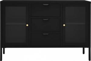 vidaXL Komoda, czarna, 105x35x70 cm, stal i szkło hartowane 4