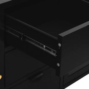 vidaXL Komoda, czarna, 105x35x70 cm, stal i szkło hartowane 8
