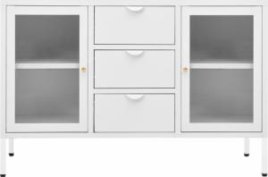 vidaXL Komoda, biała, 105x35x70 cm, stal i szkło hartowane 4