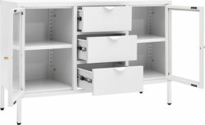 vidaXL Komoda, biała, 105x35x70 cm, stal i szkło hartowane 7