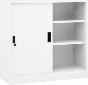 vidaXL Szafka biurowa z przesuwnymi drzwiami, biała, 90x40x90 cm 1
