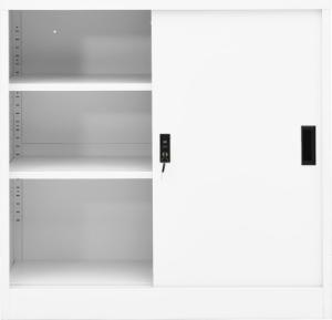 vidaXL Szafka biurowa z przesuwnymi drzwiami, biała, 90x40x90 cm 4