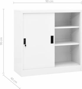 vidaXL Szafka biurowa z przesuwnymi drzwiami, biała, 90x40x90 cm 8