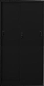 vidaXL Szafa biurowa z przesuwnymi drzwiami, czarna, 90x40x180 cm 5