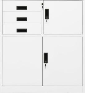 vidaXL Szafka biurowa, biała, 90x40x102 cm, stalowa 3