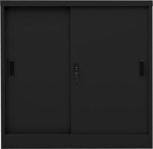 vidaXL Szafka biurowa z przesuwnymi drzwiami, czarna, 90x40x90 cm 3