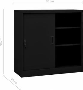 vidaXL Szafka biurowa z przesuwnymi drzwiami, czarna, 90x40x90 cm 8