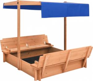 vidaXL Piaskownica z zadaszeniem, drewno jodłowe, 112x112x112 cm 2