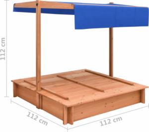 vidaXL Piaskownica z zadaszeniem, drewno jodłowe, 112x112x112 cm 8