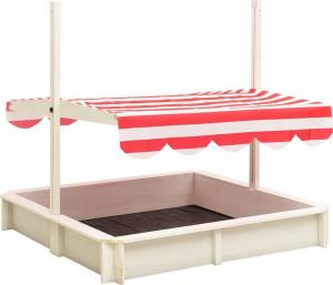 vidaXL Piaskownica z regulowanym daszkiem, jodła, biało-czerwona, UV50 4