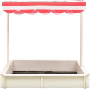 vidaXL Piaskownica z regulowanym daszkiem, jodła, biało-czerwona, UV50 2