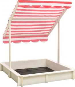 vidaXL Piaskownica z regulowanym daszkiem, jodła, biało-czerwona, UV50 3