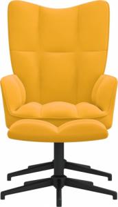 vidaXL Fotel z podnóżkiem, musztardowy, obity aksamitem 3