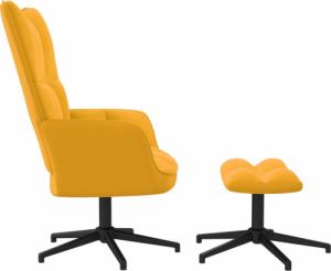 vidaXL Fotel z podnóżkiem, musztardowy, obity aksamitem 4