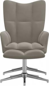 vidaXL Fotel z podnóżkiem, jasnoszary, obity aksamitem 3