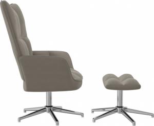 vidaXL Fotel z podnóżkiem, jasnoszary, obity aksamitem 4