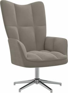 vidaXL Fotel z podnóżkiem, jasnoszary, obity aksamitem 6