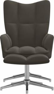 vidaXL Fotel z podnóżkiem, ciemnoszary, obity aksamitem 3