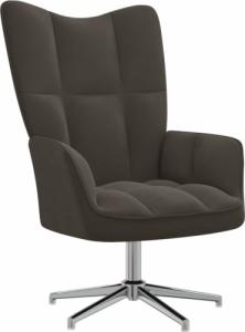 vidaXL Fotel z podnóżkiem, ciemnoszary, obity aksamitem 6