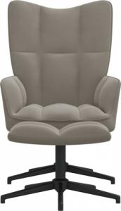 vidaXL Fotel z podnóżkiem, jasnoszary, obity aksamitem 3