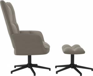 vidaXL Fotel z podnóżkiem, jasnoszary, obity aksamitem 4