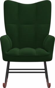 vidaXL Fotel bujany, ciemnozielony, tapicerowany aksamitem 3