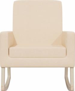 vidaXL Fotel bujany, kremowy, tapicerowany tkaniną 4