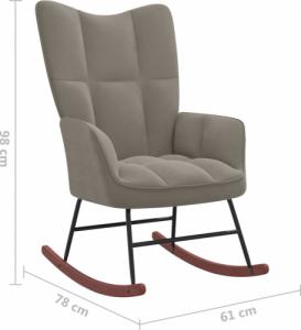 vidaXL Fotel bujany, jasnoszary, tapicerowany aksamitem 7