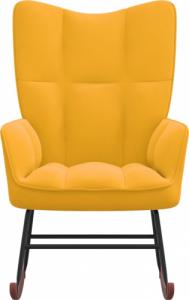 vidaXL Fotel bujany, musztardowy, tapicerowany aksamitem 3