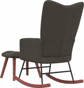 vidaXL Fotel bujany z podnóżkiem, ciemnoszary, obity aksamitem 5