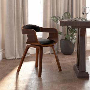 vidaXL Krzesło stołowe, czarne, gięte drewno i sztuczna skóra 1