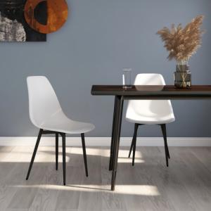 vidaXL Krzesła stołowe, 2 sztuki, białe, PP 1