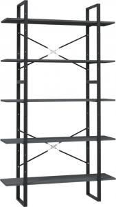 vidaXL 5-poziomowy regał na książki, szary, 100x30x175 cm, sosna 2