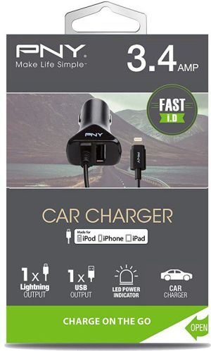 Ładowarka PNY USB 3.4A z kablem Lightning Czarna (P-DC-LN-K01-04-RB) 2