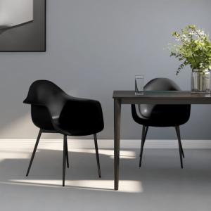vidaXL Krzesła stołowe, 2 sztuki, czarne, PP 1