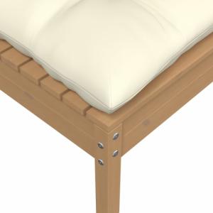 vidaXL 2-osobowa sofa ogrodowa z kremowymi poduszkami, drewno sosnowe 4