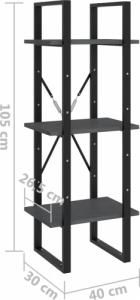 vidaXL 3-poziomowy regał na książki, szary, 40x30x105 cm, sosnowy 8